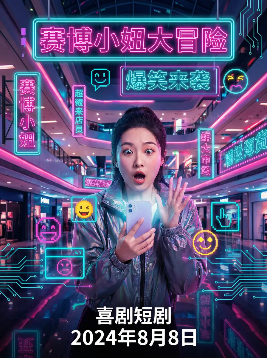 他似火 搞笑喜剧短剧 - 赛博小妞大冒险海报